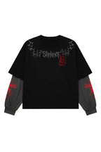 Black and grey Slipknot Barcode Carnage long-sleeve t-shirt by Jnorss, featuring bold graphic design on the front.