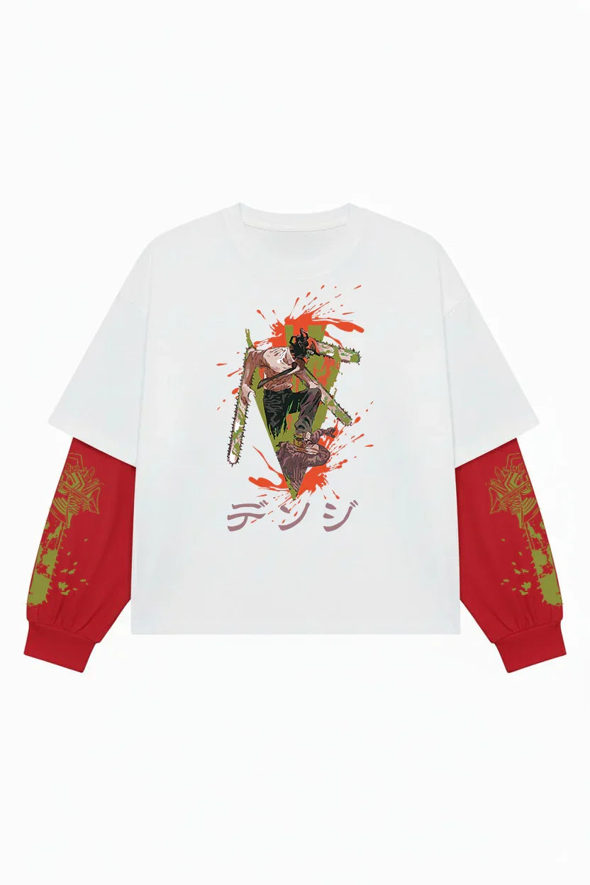 Chainsaw Man – Bloodhunt Oversized LS Tee - Jnorss