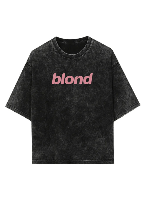 Blond Frank Ocean vintage oversized acid wash T-shirt by Jnorss, front view showing distressed design and relaxed fit.