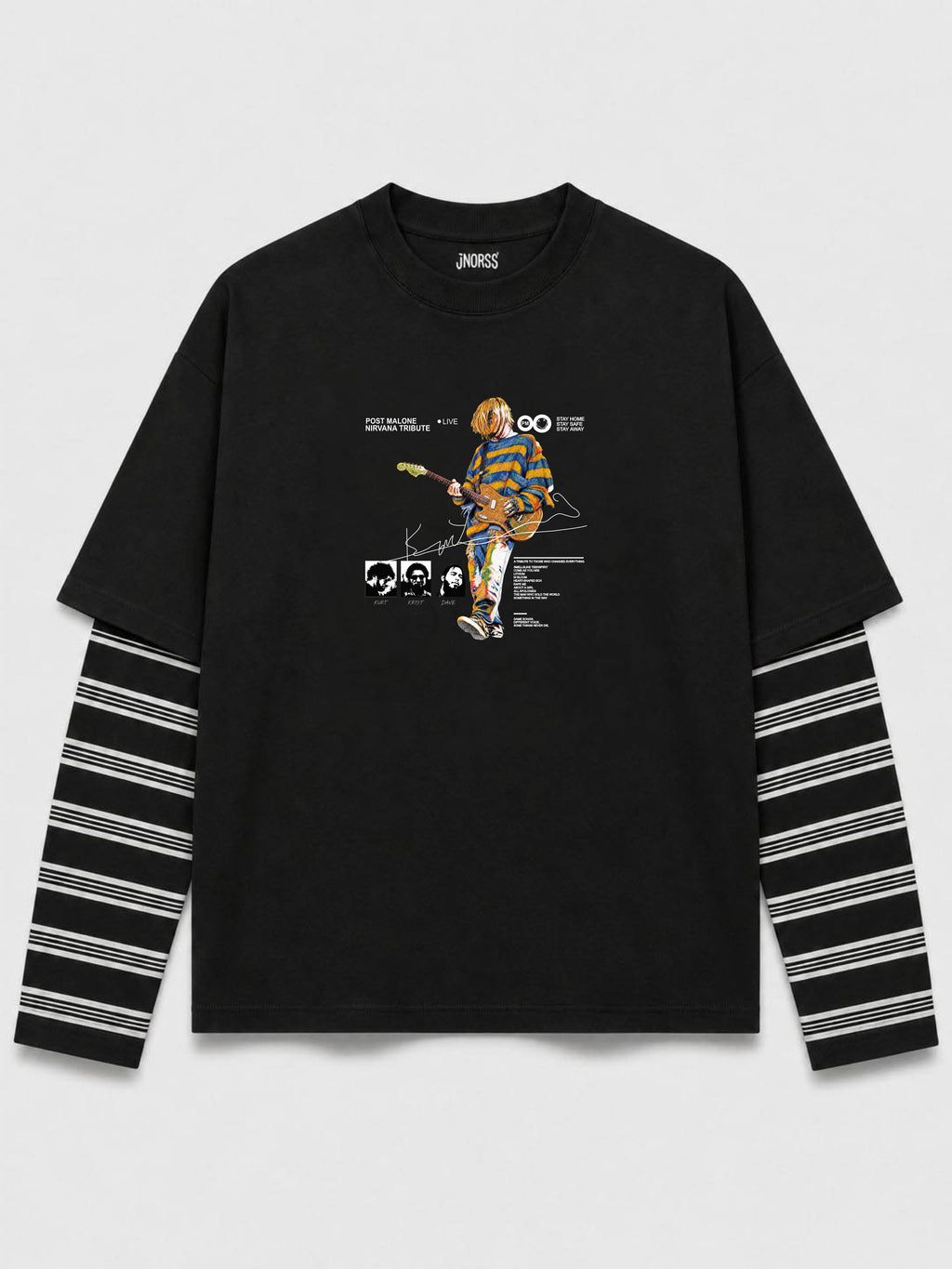 Striped Layer Grunge Guitar Tee