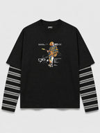 Striped Layer Grunge Guitar Tee
