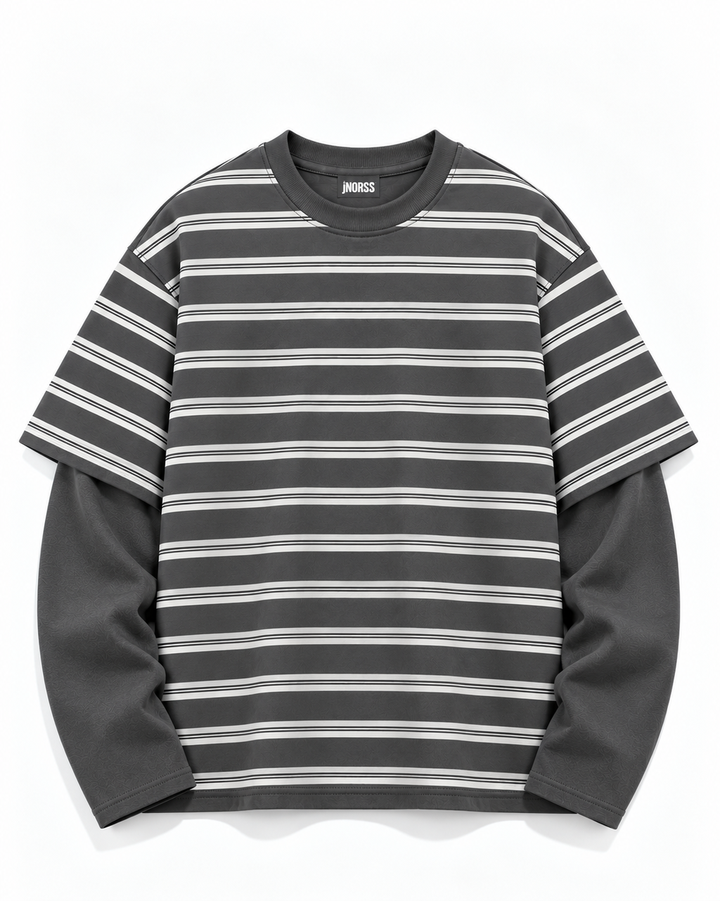 Charcoal Stripe Oversized Layered Tee
