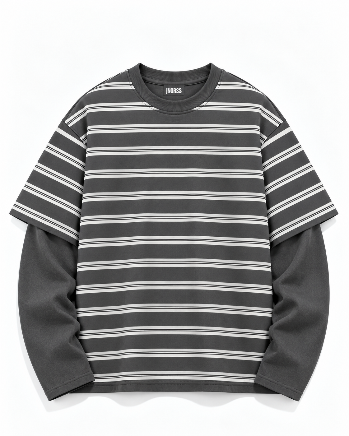 Charcoal Stripe Oversized Layered Tee