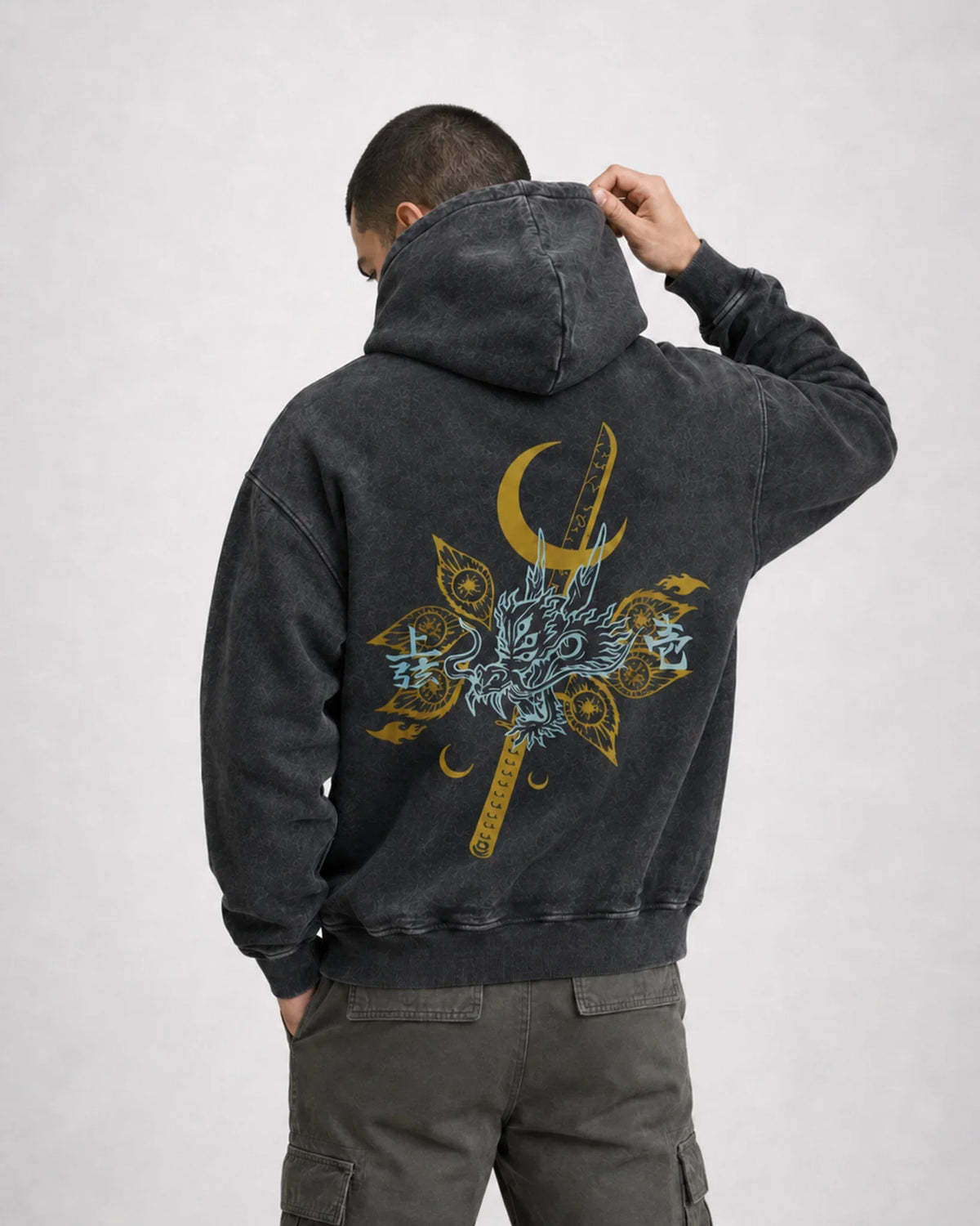 Demon slayer acid wash hoodie