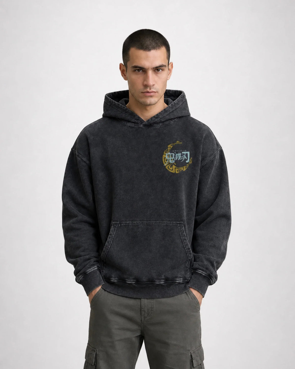 Demon slayer acid wash hoodie