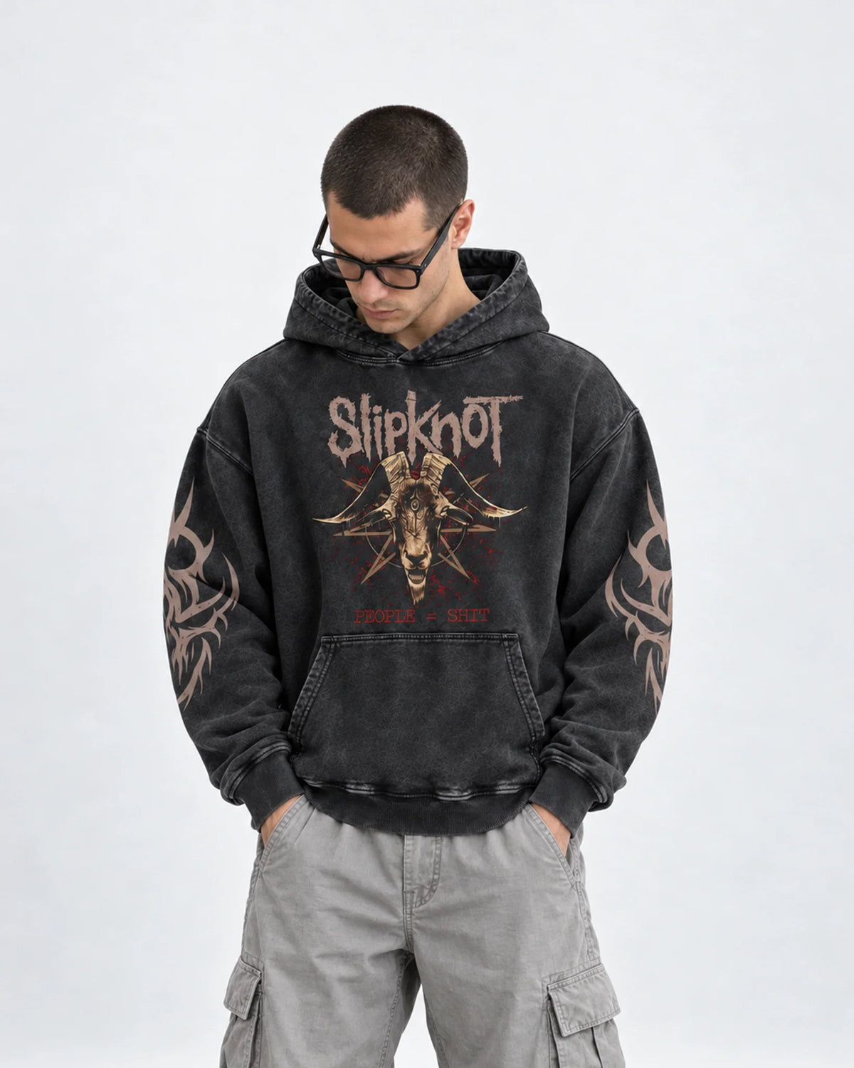 Slipknot - People = Shit Sigil - Acid Wash Hoodie