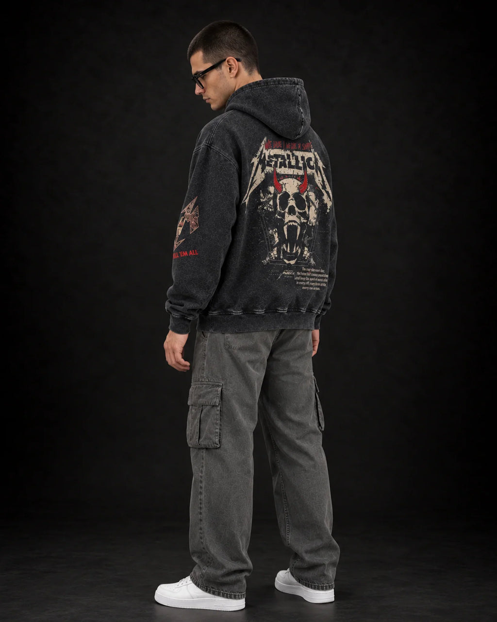 Metallica Electric Thrash Omen - Acid Wash Hoodie