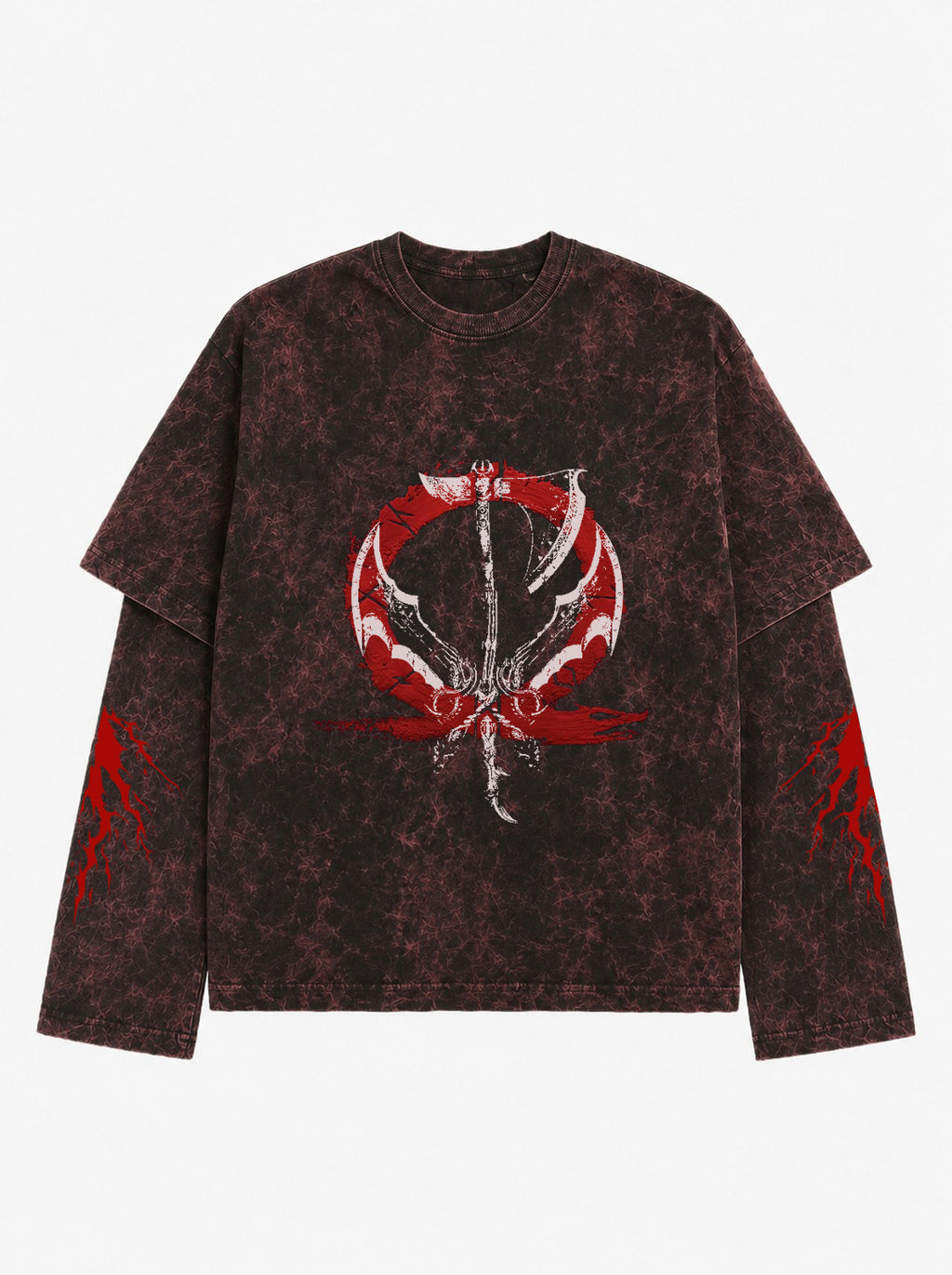 Kratos Acid Wash Layered Full Sleeve Tee