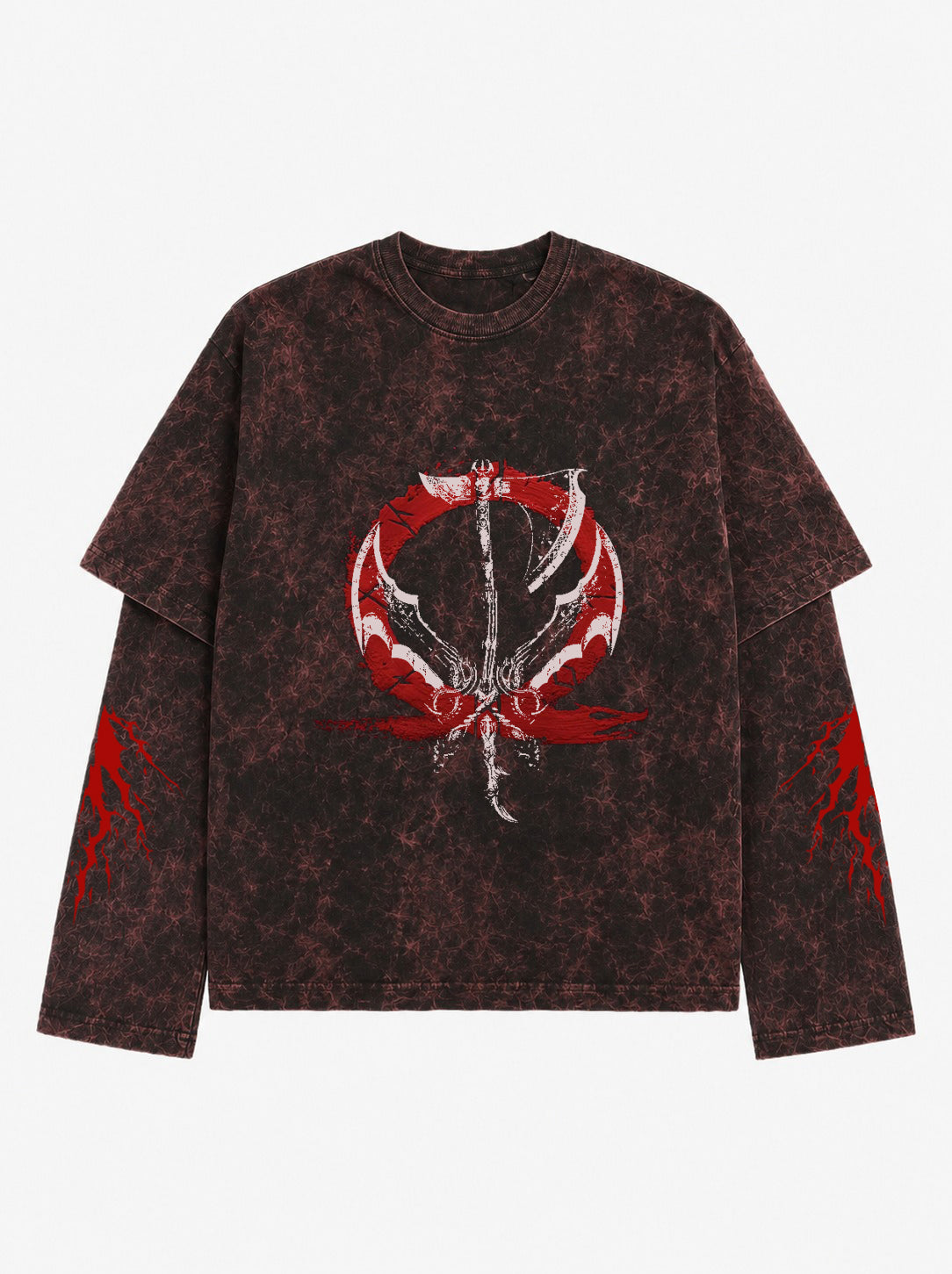 Kratos Acid Wash Layered Full Sleeve Tee
