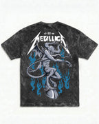 Metallica Flame Demon Boxy Acid Wash Tee