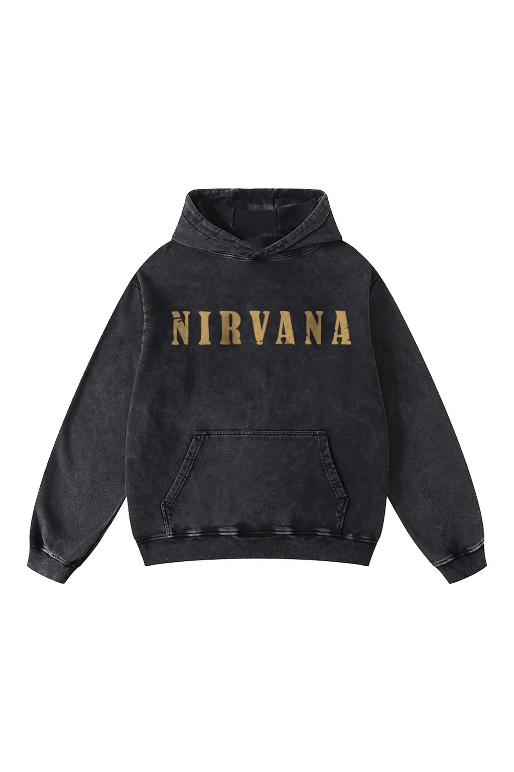 Metallic acid wash hoodie by Jnorss from the Nirvana Heaven In Distortion collection, featuring a stylish, glossy finish.