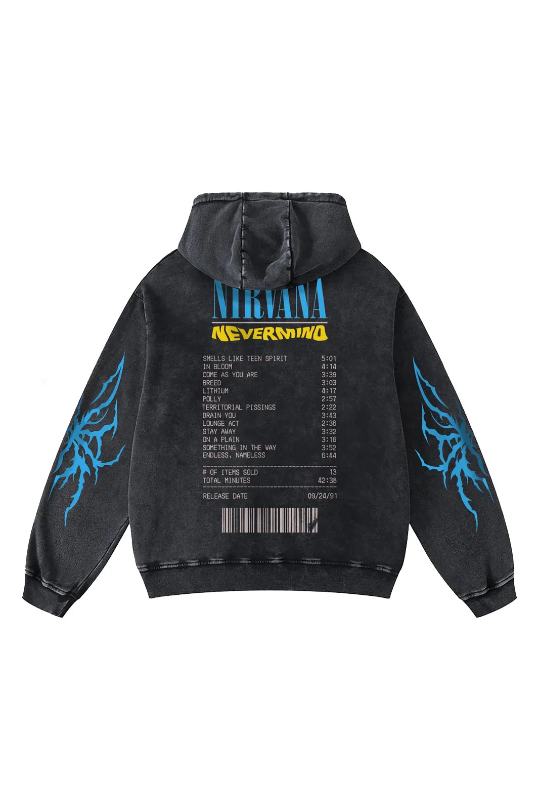 Nirvana Nevermind Youth Decay – Acid Wash Hoodie - Jnorss