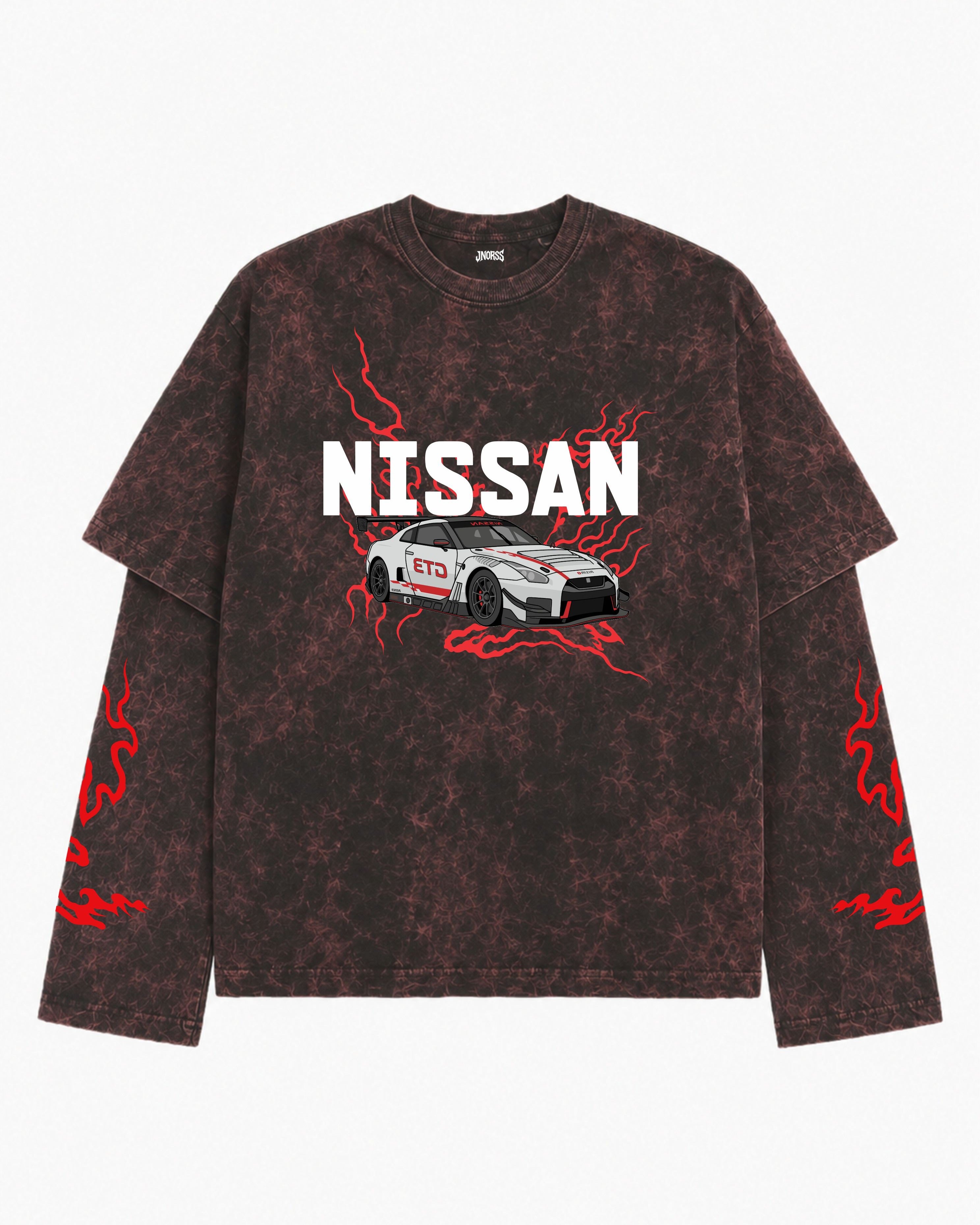 Nissan GT-R GT3 Vintage Acid Wash Layered Full Sleeve T-Shirt