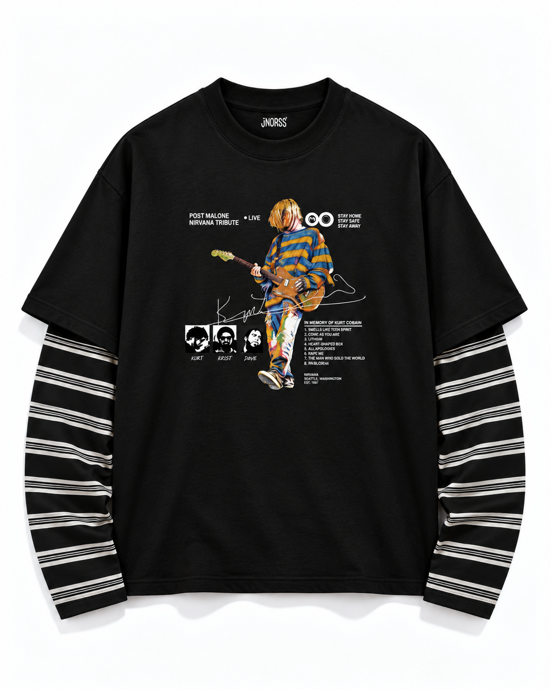 Striped Layer Grunge Guitar Tee