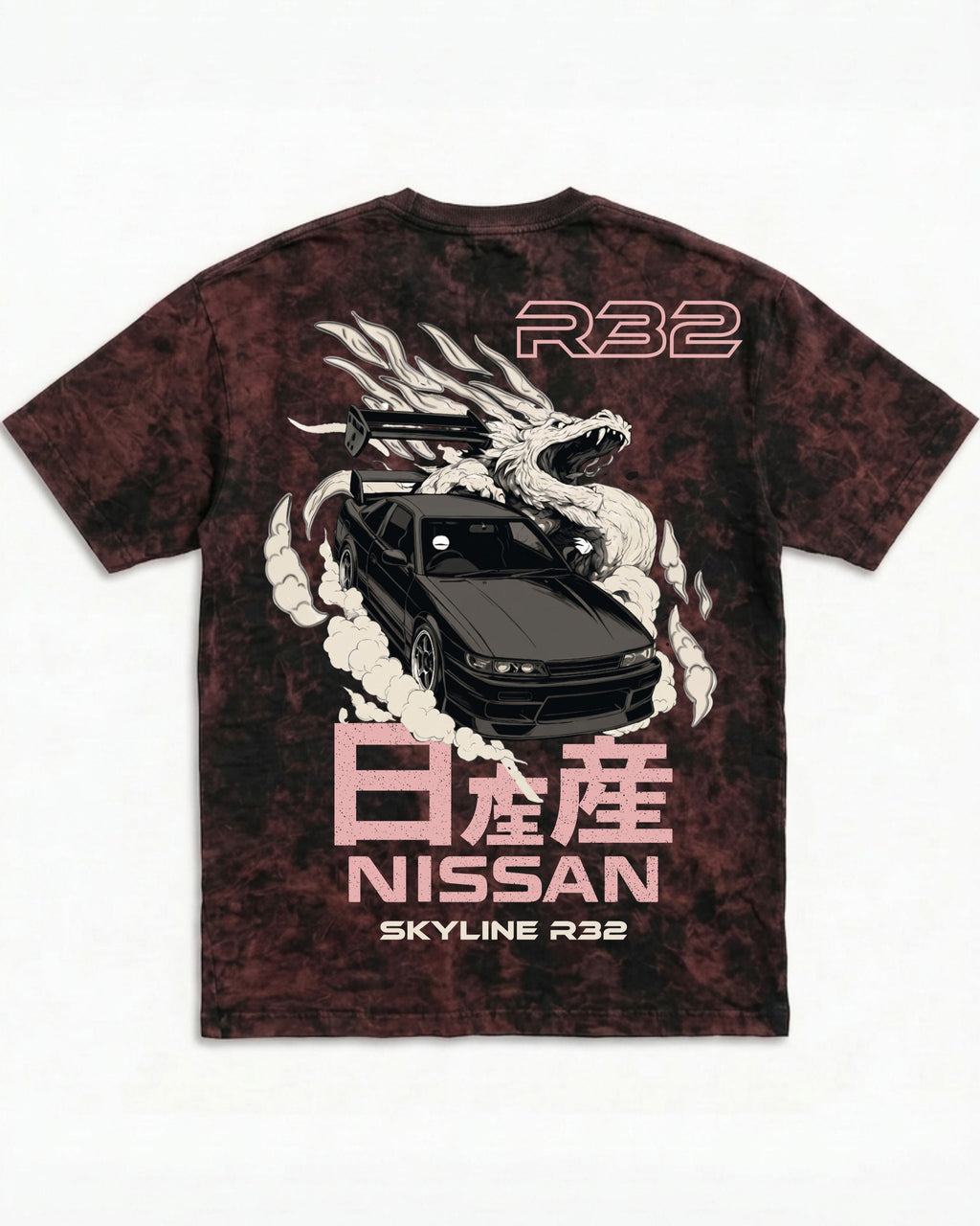 Skyline R32 Dragon Drift Acid Wash Oversized Tee