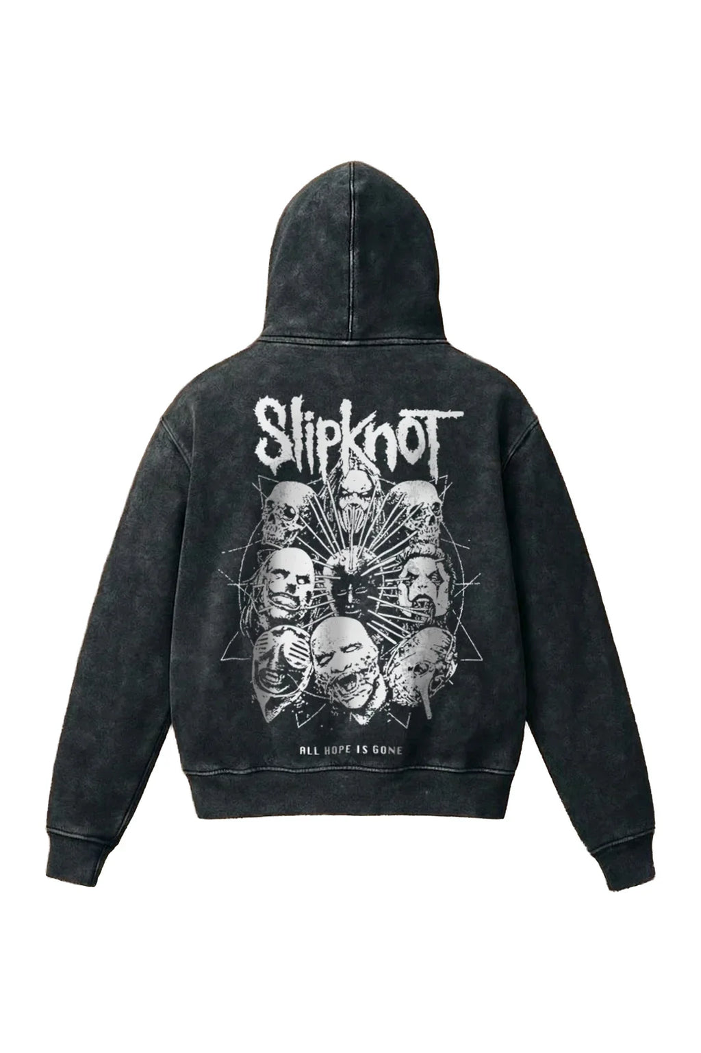Acid wash Slipknot Psychosocial Omen hoodie by Jnorss featuring band logo and graphic design on front, casual streetwear style.