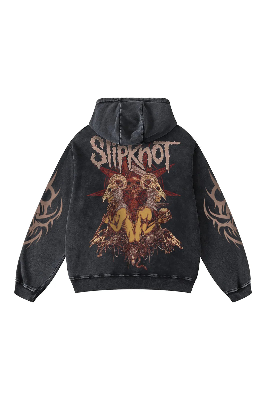 Acid wash hoodie by Jnorss featuring Slipknot People = Shit sigil design on the front, casual fit, and textured fabric.