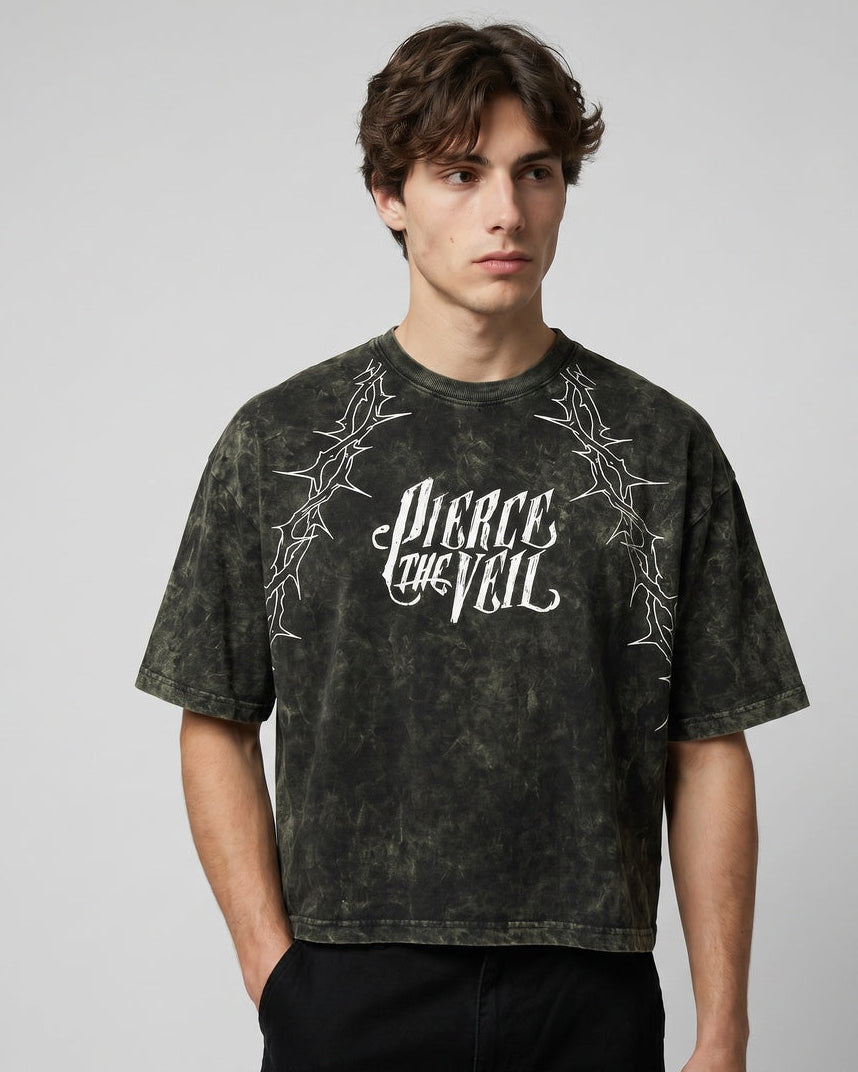 Pierce The Veil Chaos Scream Boxy Acid Wash Tee
