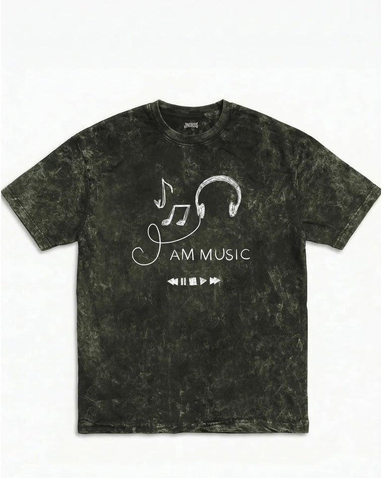 I Am Music Boxy Acid Wash Tee