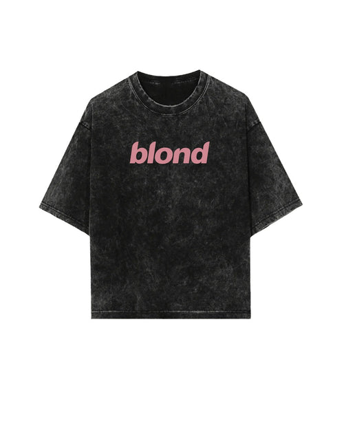 Blond Frank Ocean vintage oversized acid wash T-shirt by Jnorss, front view showing distressed design and relaxed fit.