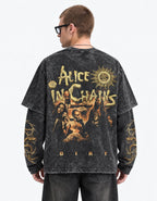 Alice In Chains Oversized Layered Tee — back view on model
