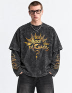 Alice In Chains Oversized Layered Tee — front view on model