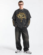 Alice In Chains Oversized Layered Tee — full-body view on model