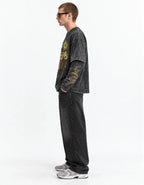 Alice In Chains Oversized Layered Tee — side view on model showing layered sleeves