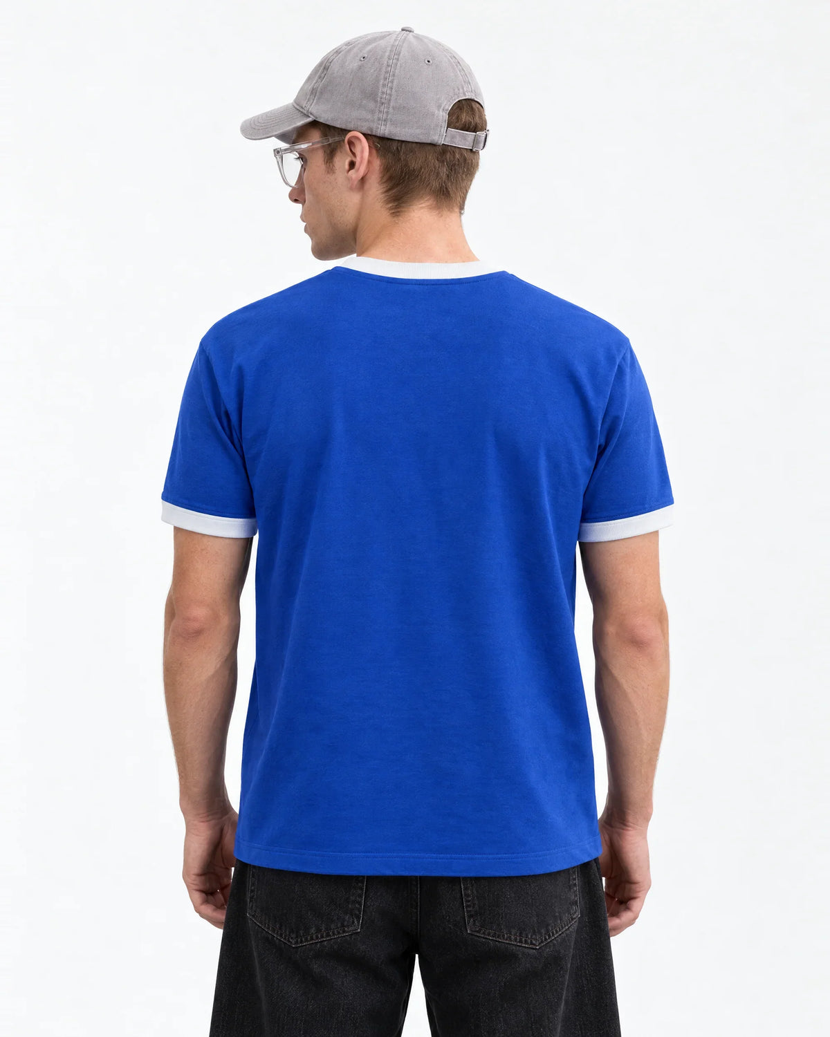 Alpha Star Ringer Tees — back view on model