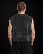 AM/PSY Oversized Vest – back view on model