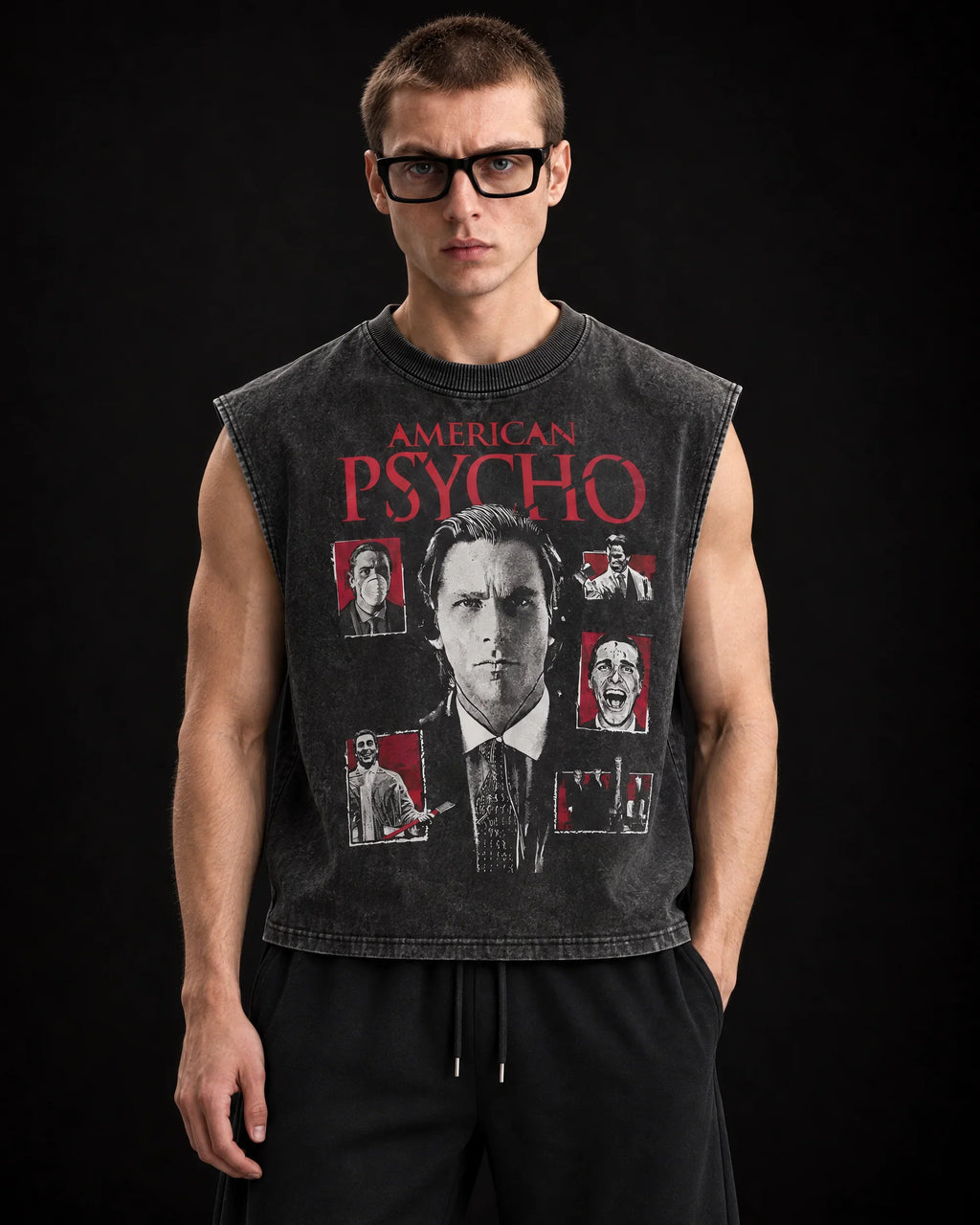 AM/PSY Oversized Vest – front view on model