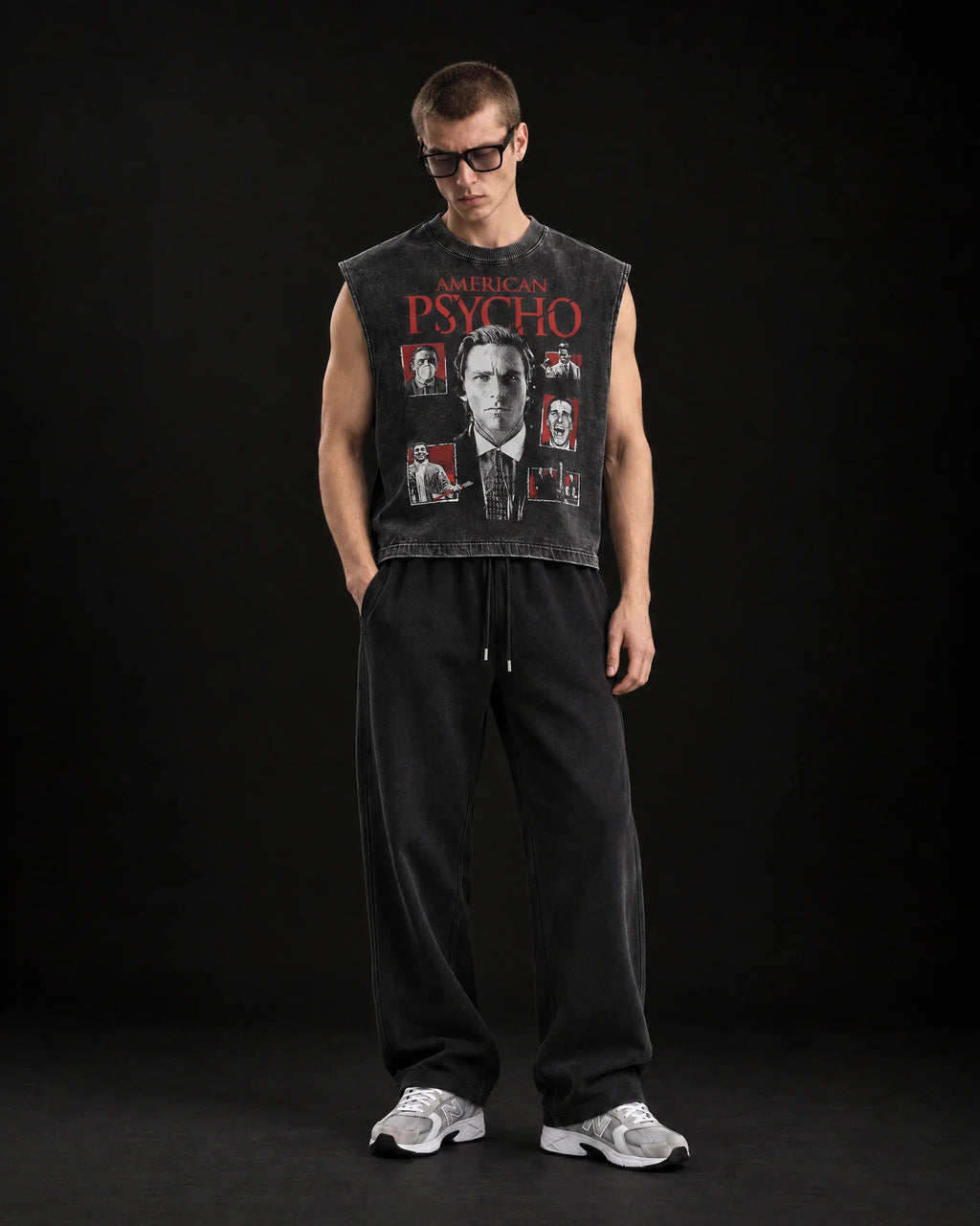 AM/PSY Oversized Vest – full body view on model