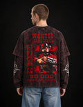 Arthur Morgan Wanted Long Sleeve Acid Wash Tee — back view on model