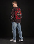 Arthur Morgan Wanted Long Sleeve Acid Wash Tee — full-body view on model