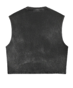 Back view of Jnorss acid wash oversized vest with sleeveless tank design, showcasing relaxed fit and distressed denim style.