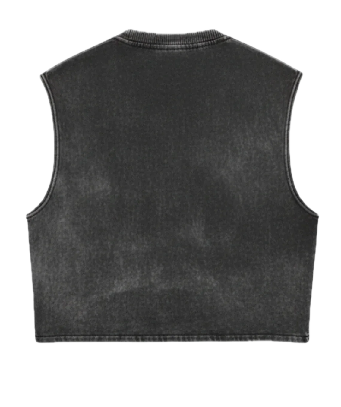 Back view of Jnorss acid wash oversized vest with sleeveless tank design, showcasing relaxed fit and distressed denim style.