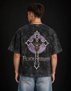 Black Sabbath Purple Eclipse Boxy Acid Wash Tee — back view