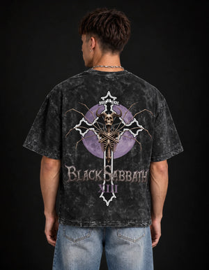 Black Sabbath Purple Eclipse Boxy Acid Wash Tee