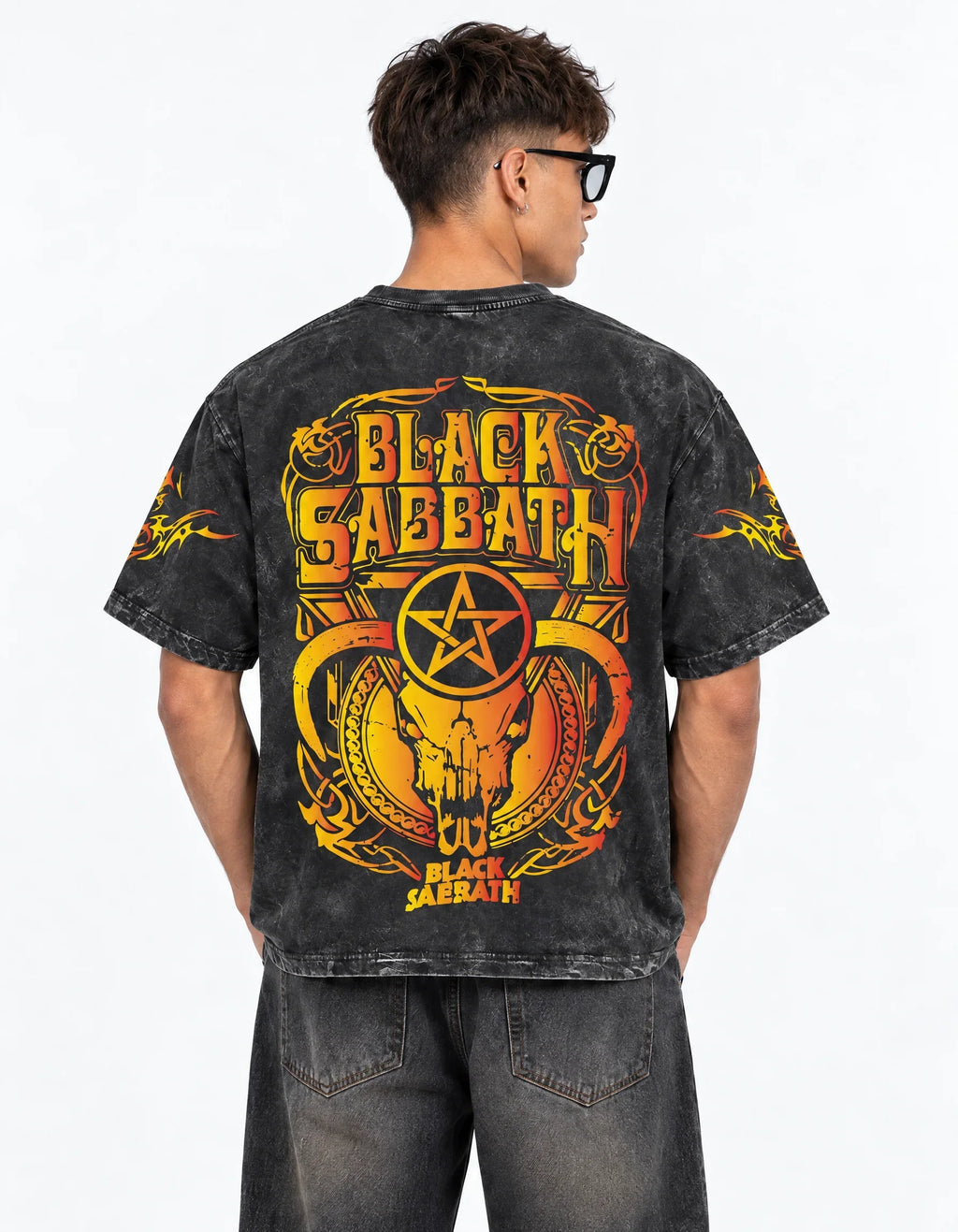 Black Sabbath Vintage Oversized Tee — back view