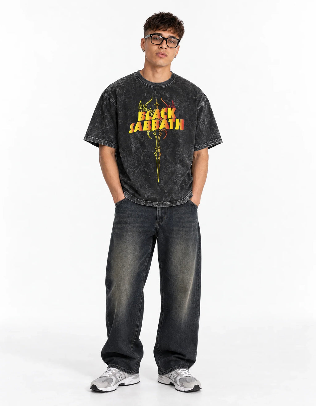 Black Sabbath Vintage Oversized Tee — full-body view