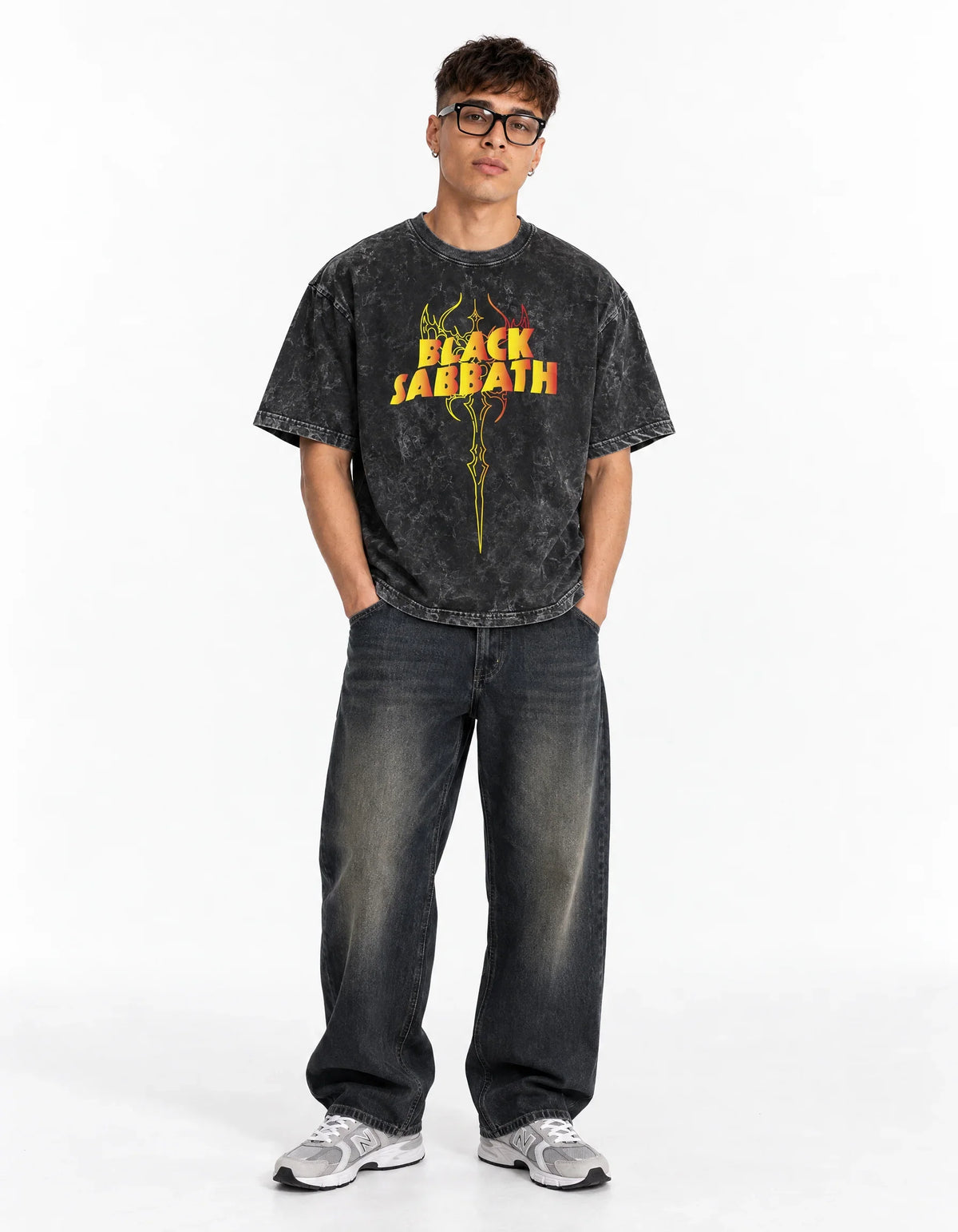 Black Sabbath Vintage Oversized Tee — full-body view