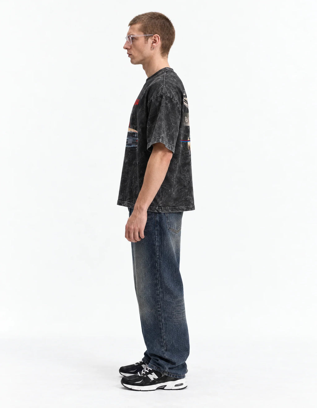 BMW E30 Auto Archive Acid Wash Oversized Tee — side view
