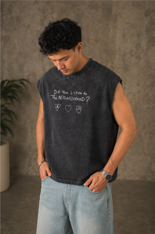 NBHD Sweater Weather Acid Wash Vest