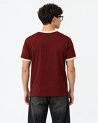 Daddy Contrast Ringer Tee — back view on model