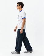 Dead Fish Ringer Tee — side view on model