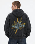 Demon slayer acid wash hoodie - back view