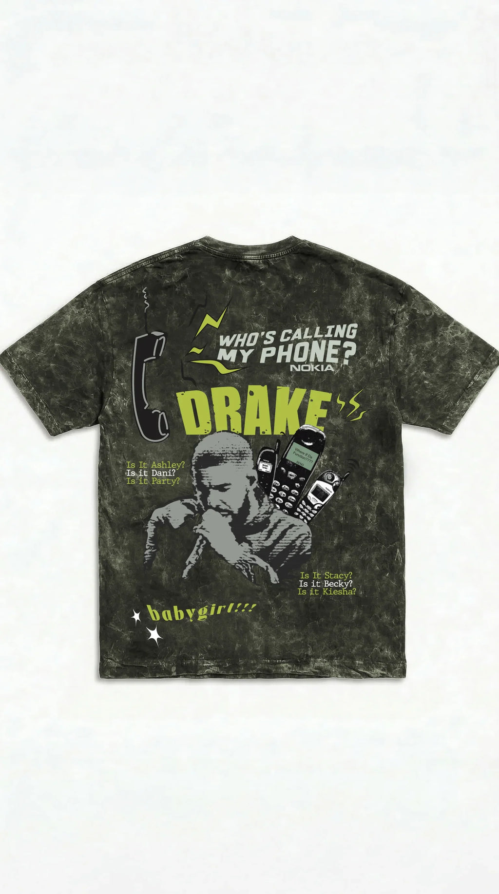Who’s Calling Drake Boxy Acid Wash Tee