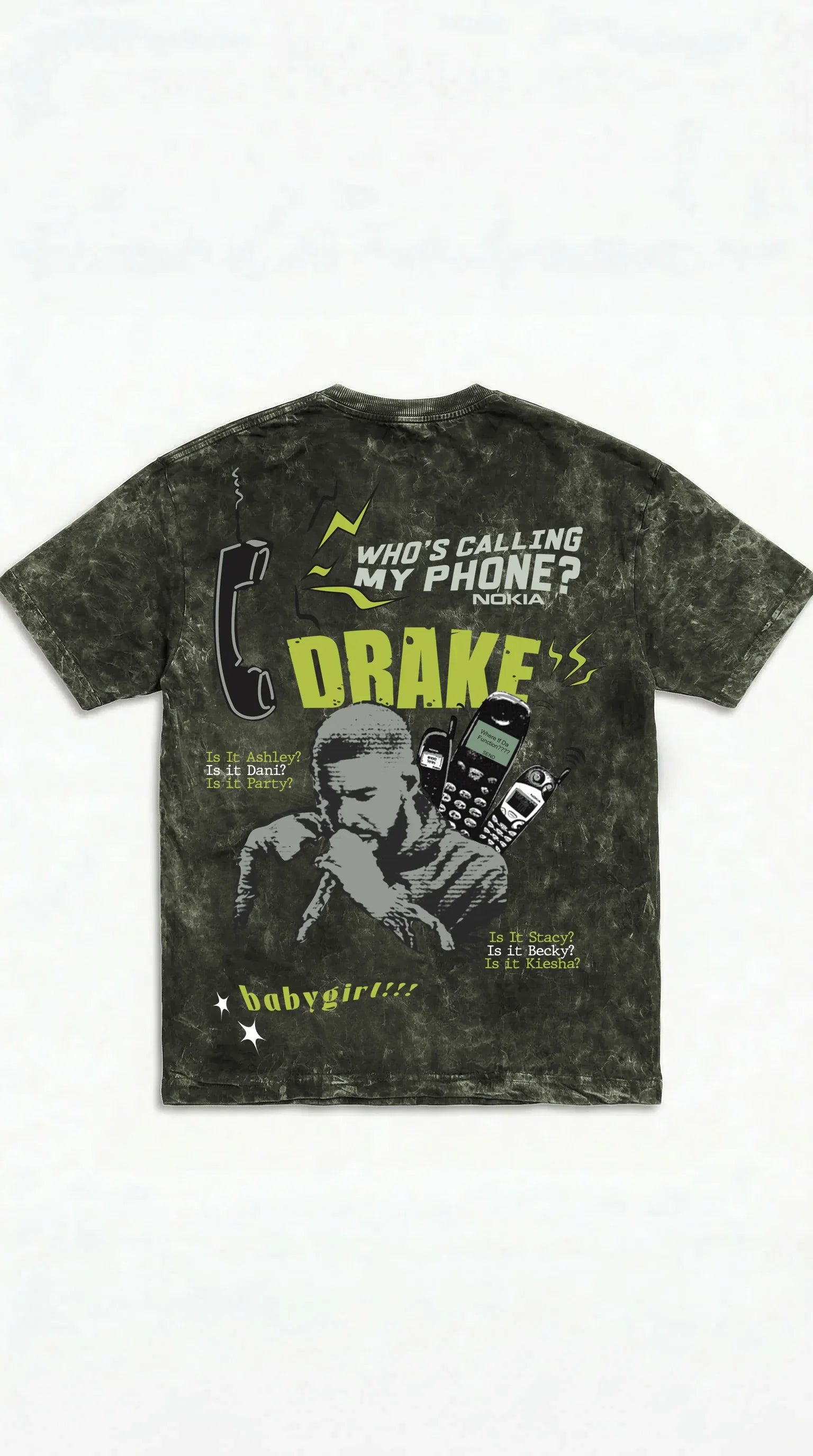 Who’s Calling Drake Boxy Acid Wash Tee