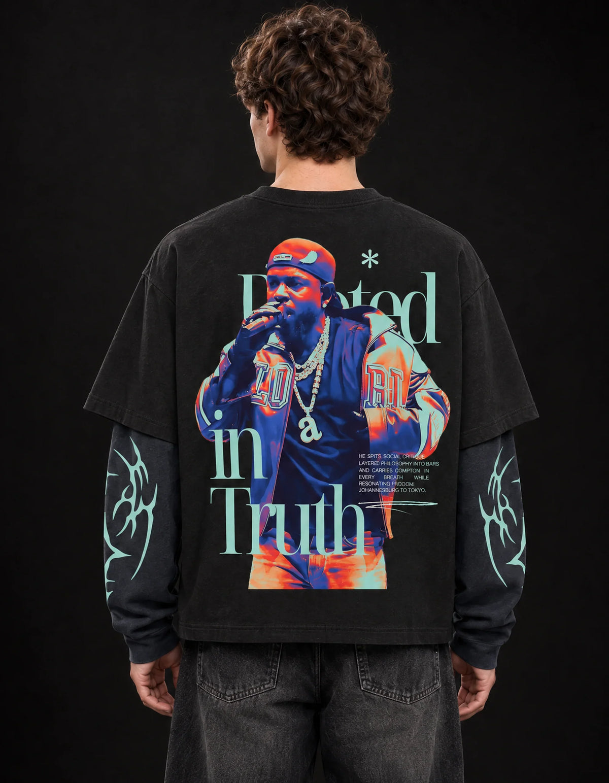 Kendrick 01 Designed Oversized Long Sleeve Tee — back view