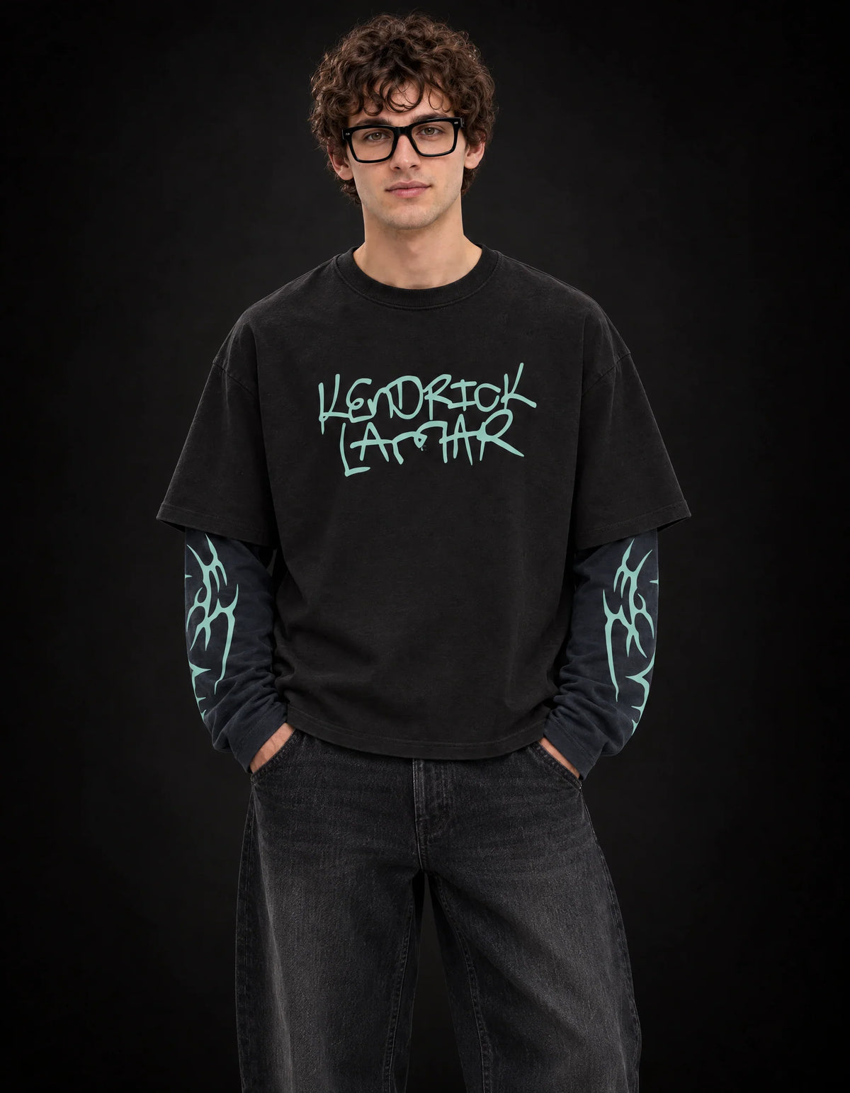 Kendrick 01 Designed Oversized Long Sleeve Tee — front view